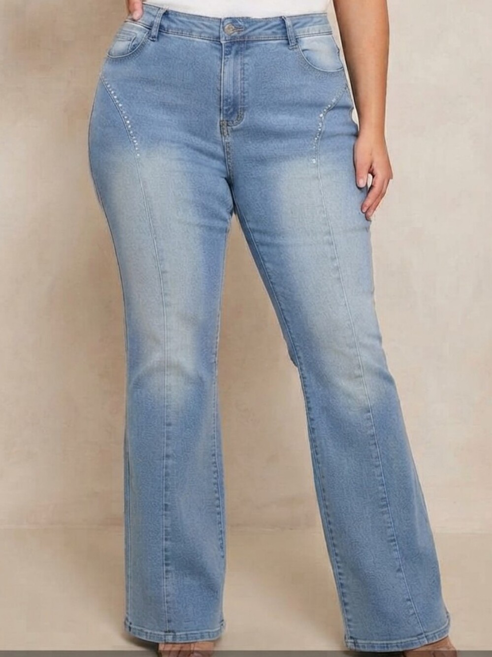 Stretch Beaded Jeans Size 4X W 20-23" R 13" I 29"